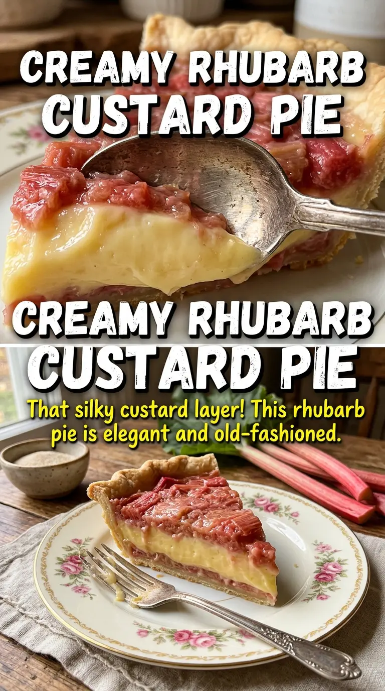 Rhubarb Custard Pie creamy tart-sweet