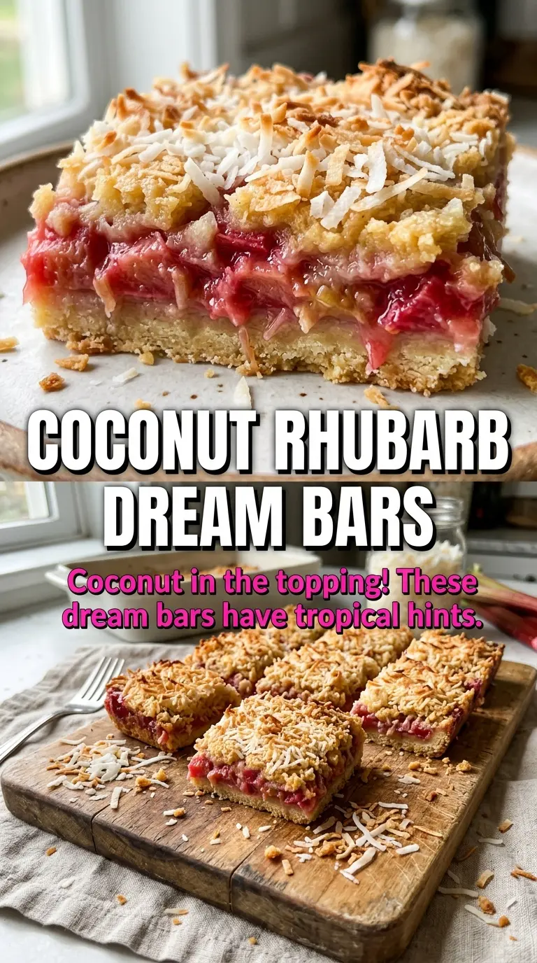 Rhubarb Dream Bars creamy layered custard