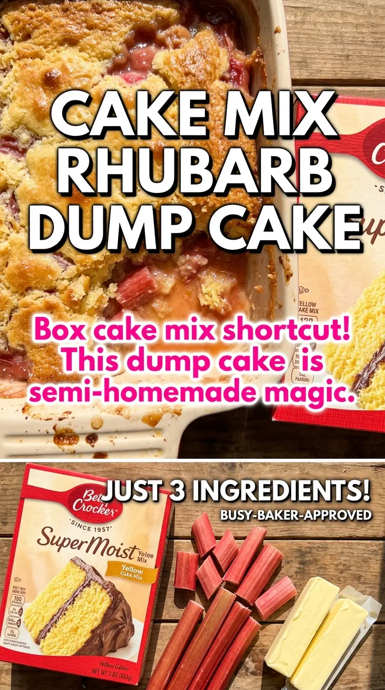Rhubarb Dump Cake golden buttery, crisp edges
