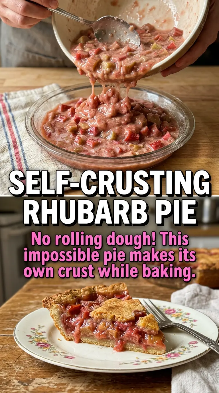 Rhubarb Impossible Pie custard crust rhubarb