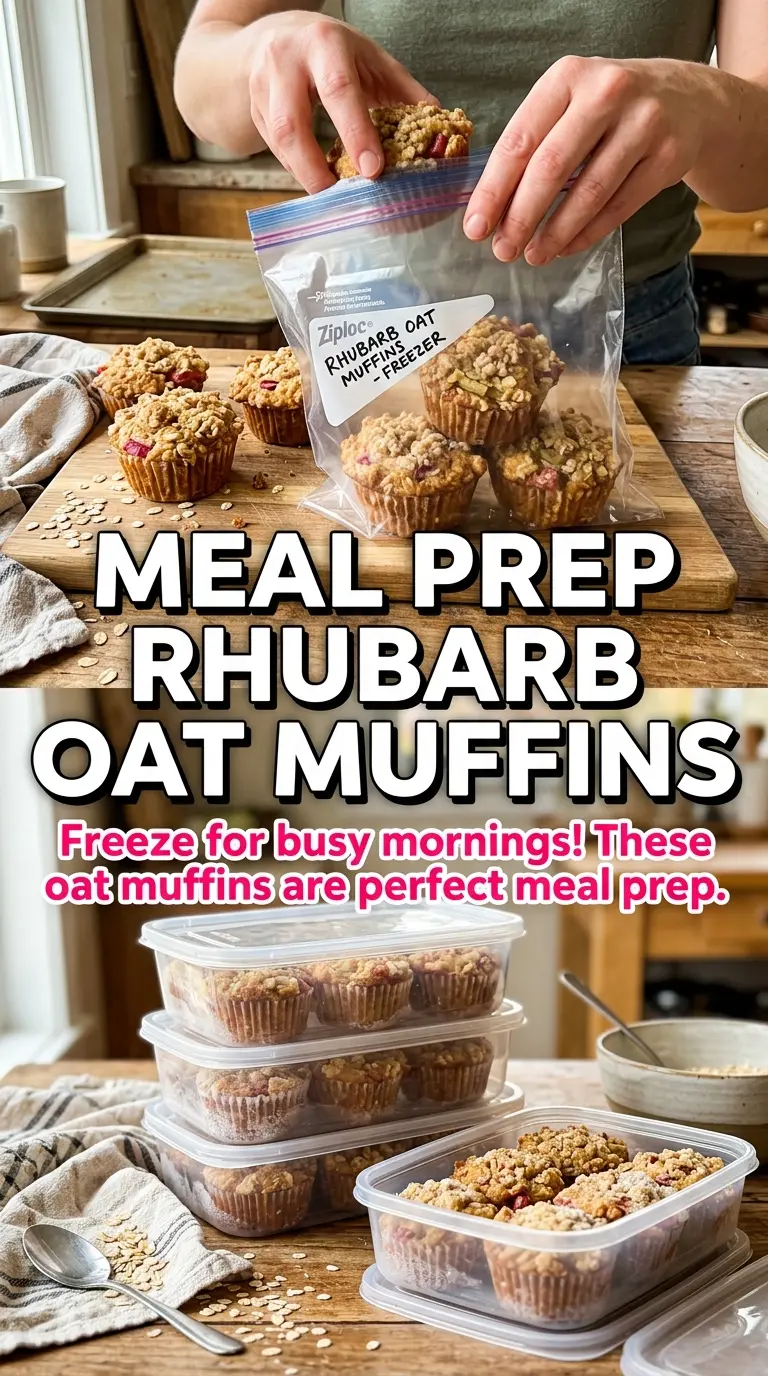 Rhubarb Oat Muffins tender crumb, oat texture, streusel topping