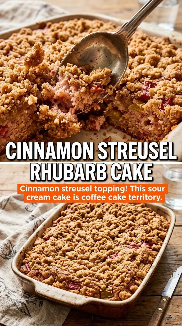 Rhubarb sour cream cake moist streusel-topped