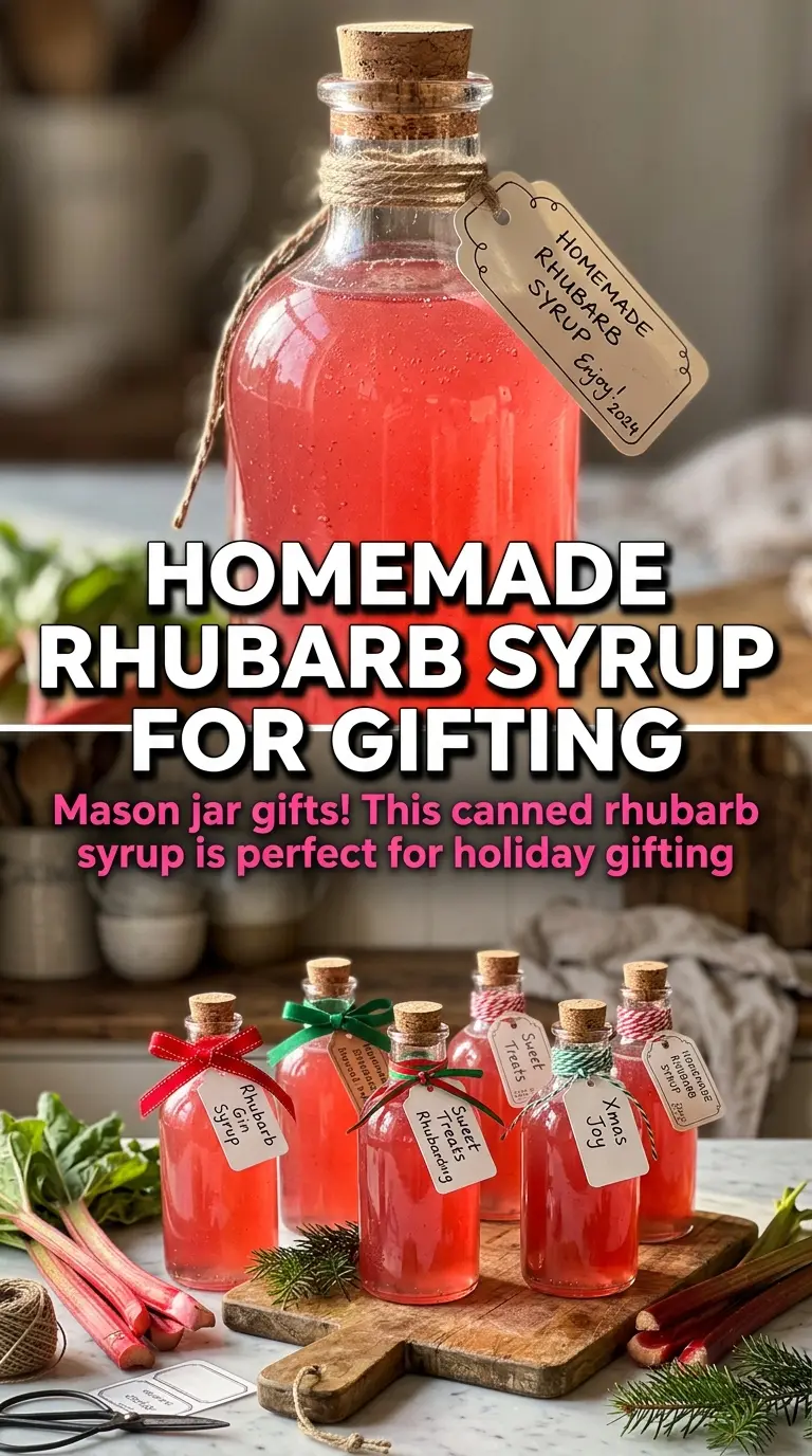 Canning Rhubarb Simple Syrup ruby-pink translucent