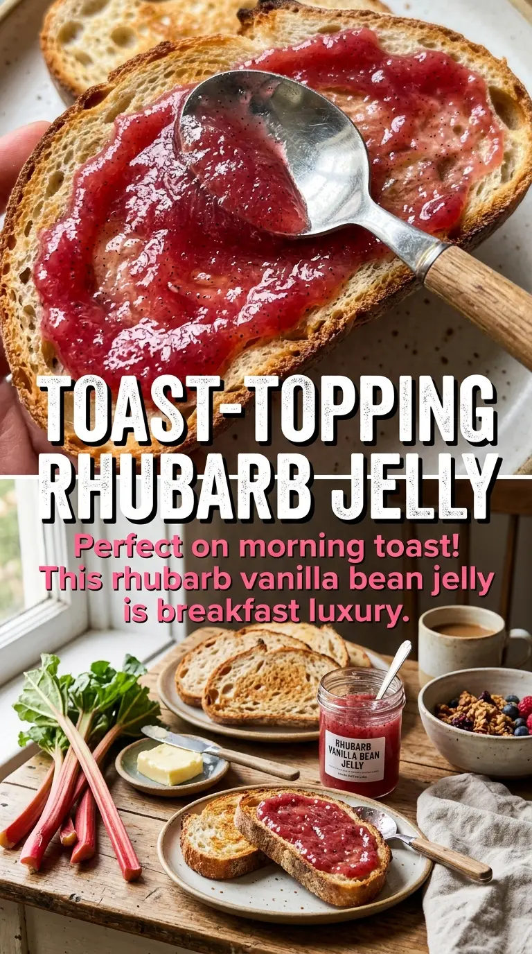 Rhubarb Vanilla Bean Jelly ruby-pink speckled