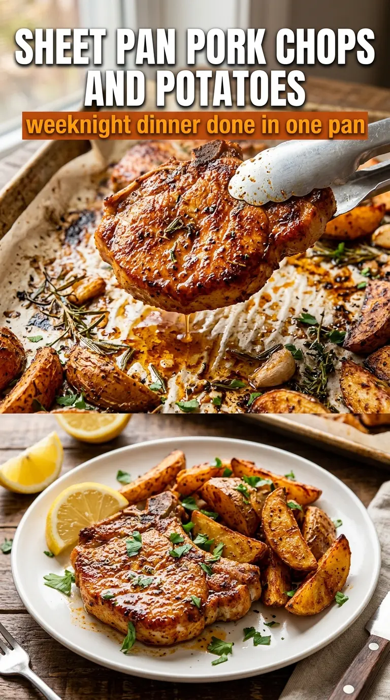Sheet Pan Pork Chops and Potatoes golden roasted hearty