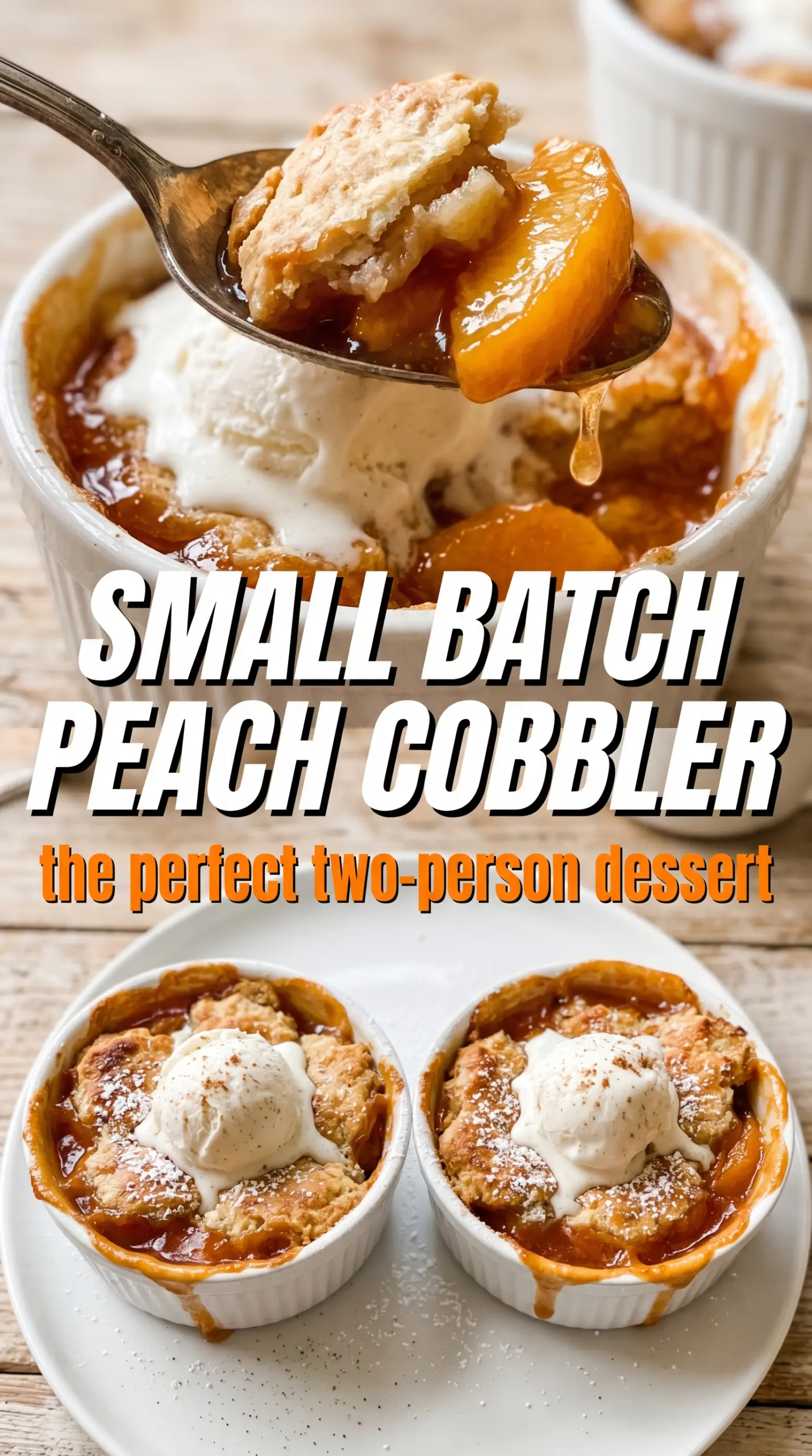 Small Batch Peach Cobbler golden bubbly ramekins