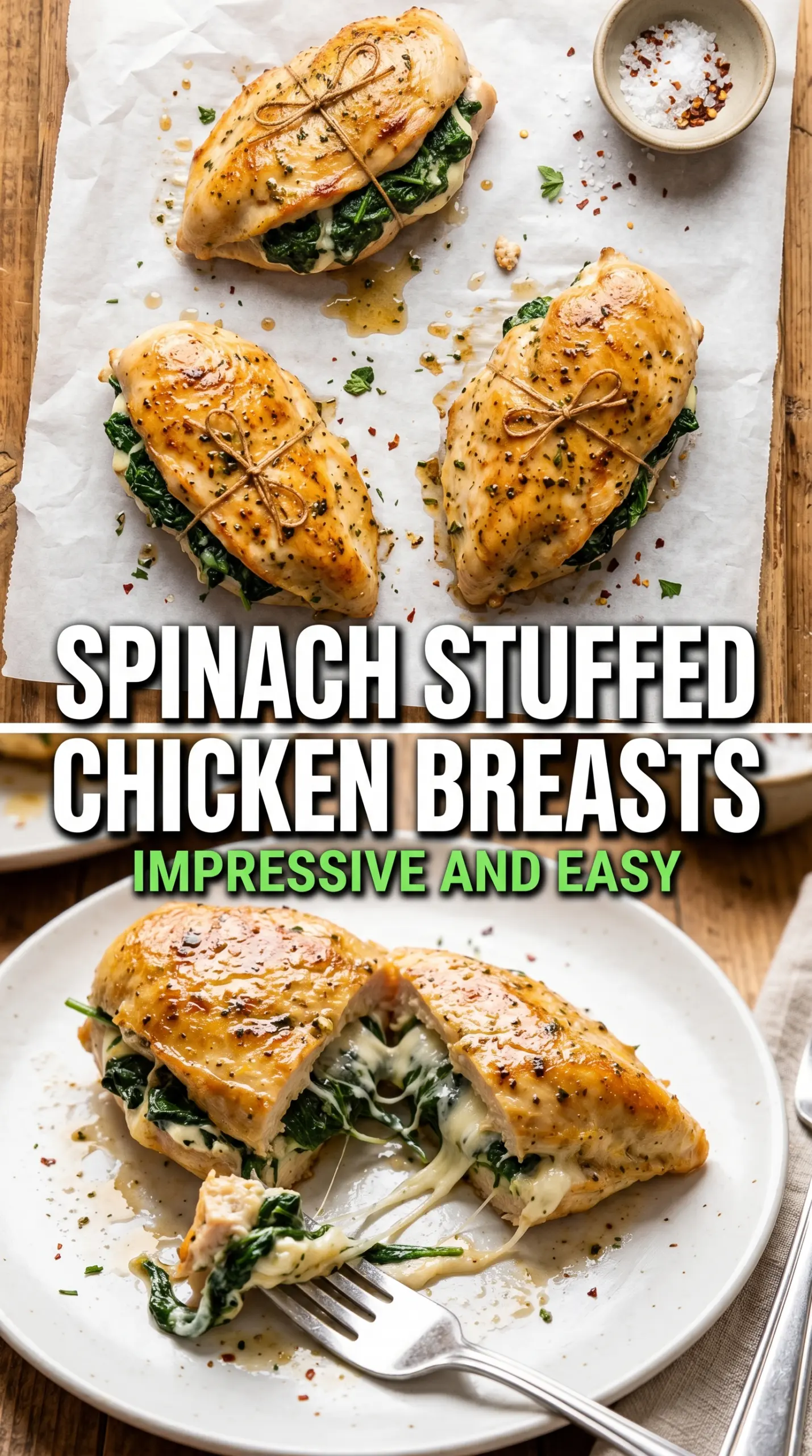 Spinach Stuffed Chicken Breasts creamy golden seared