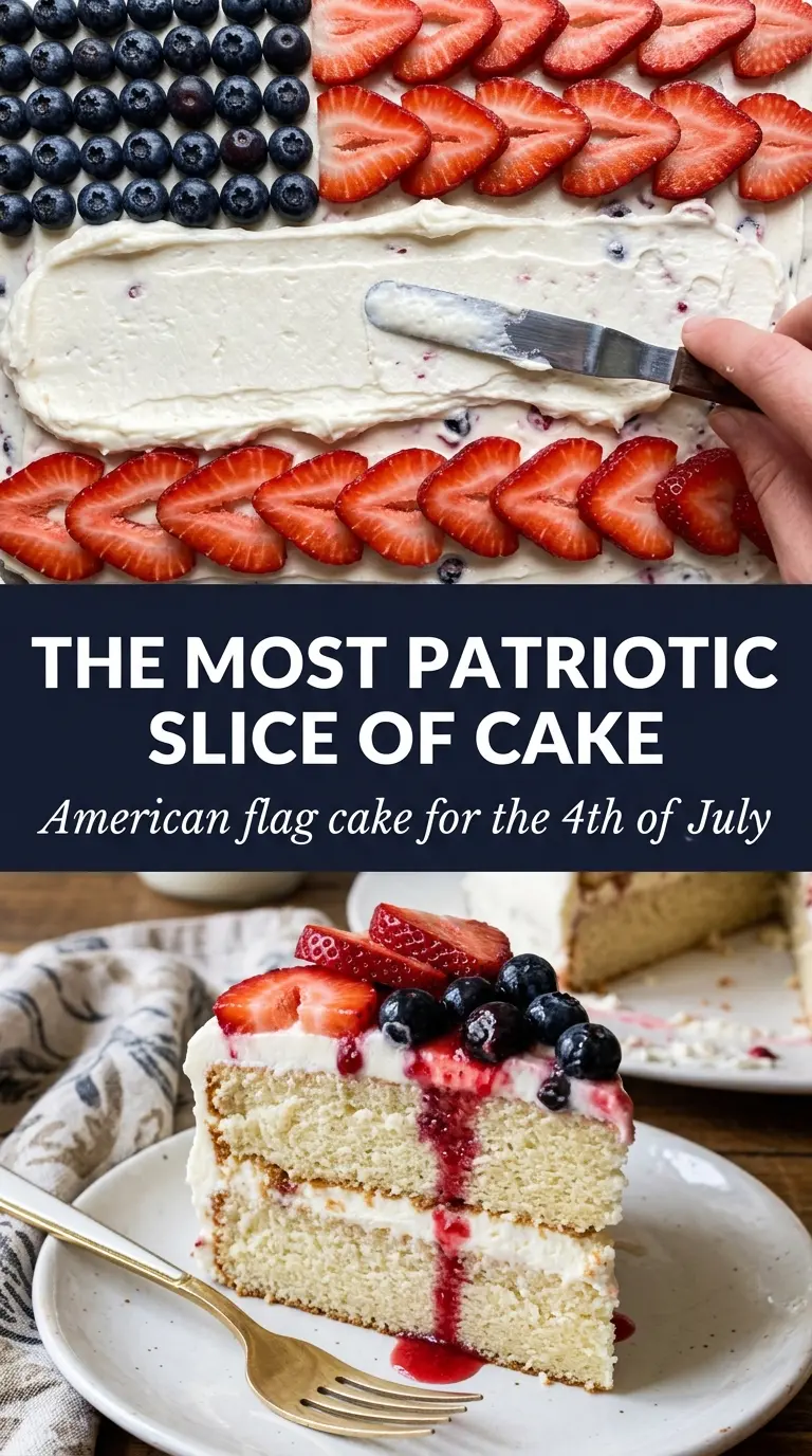 American Flag Cake patriotic fruit cake