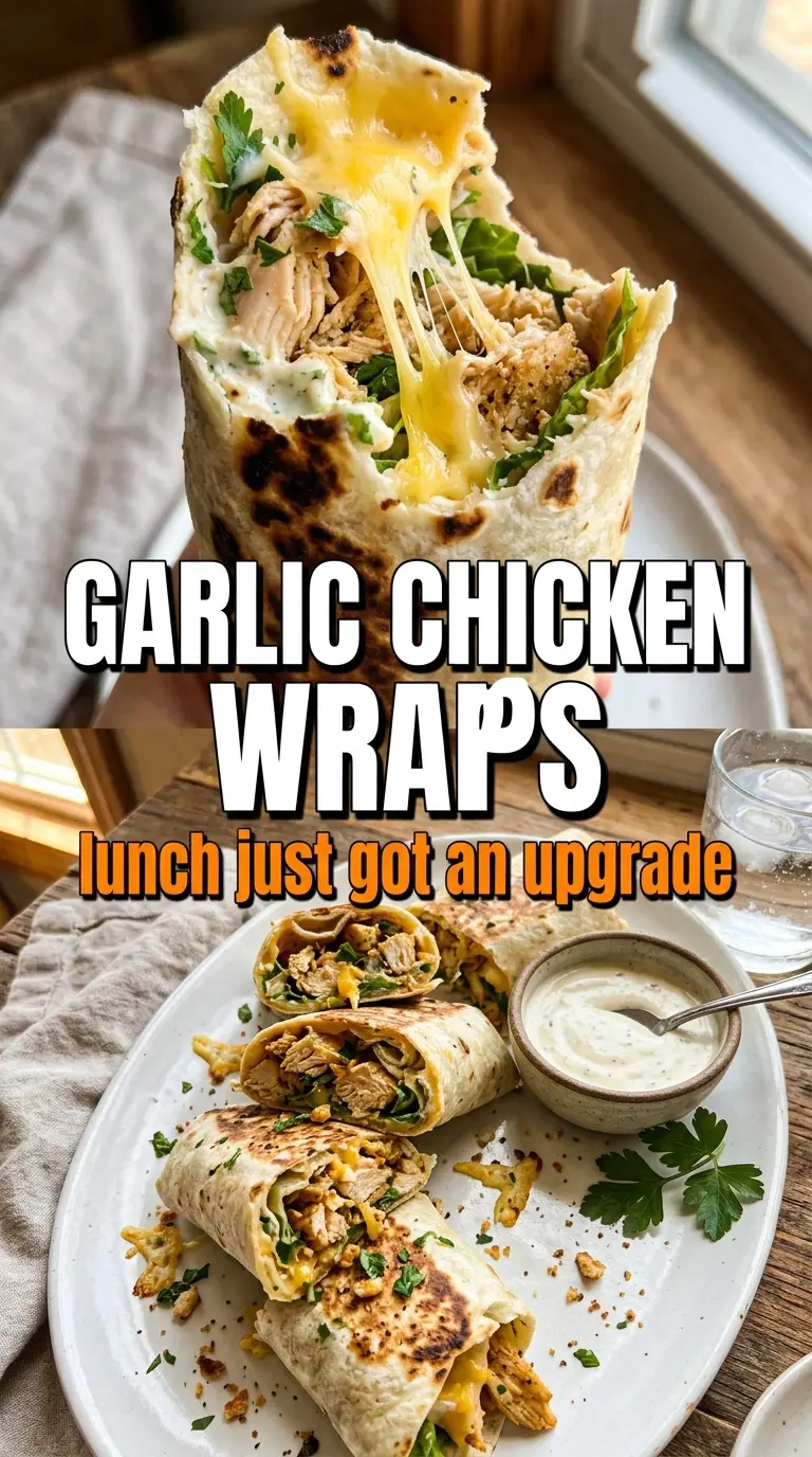 Cheesy Garlic Chicken Wraps golden toasted melty