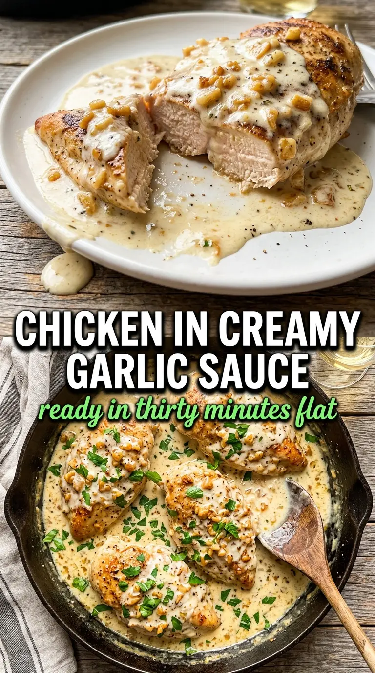 Chicken Breasts in Creamy Garlic Sauce, creamy, garlicky, skillet chicken