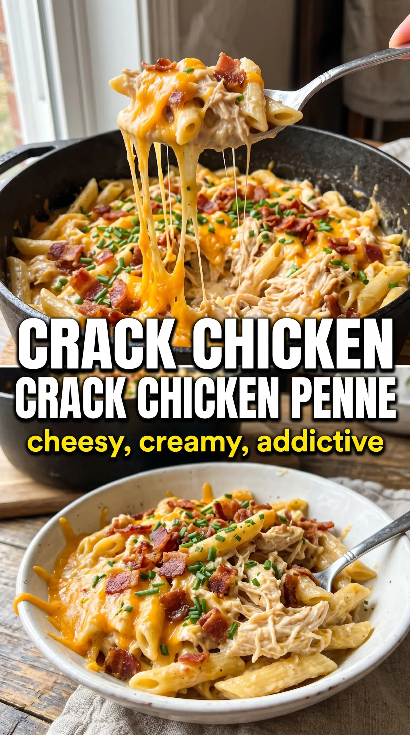 Crack Chicken Penne creamy ranch bacon