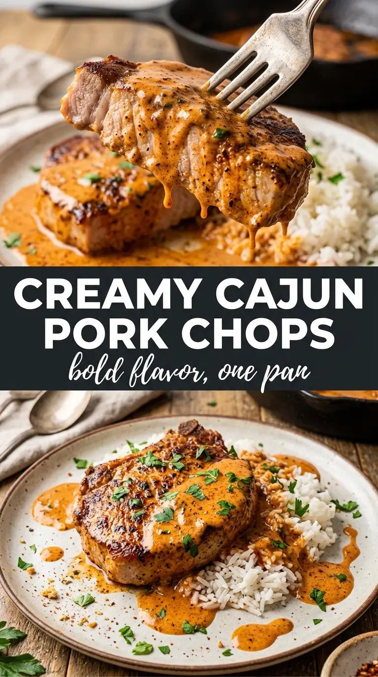 Creamy Cajun Pork Chops spicy skillet creamy