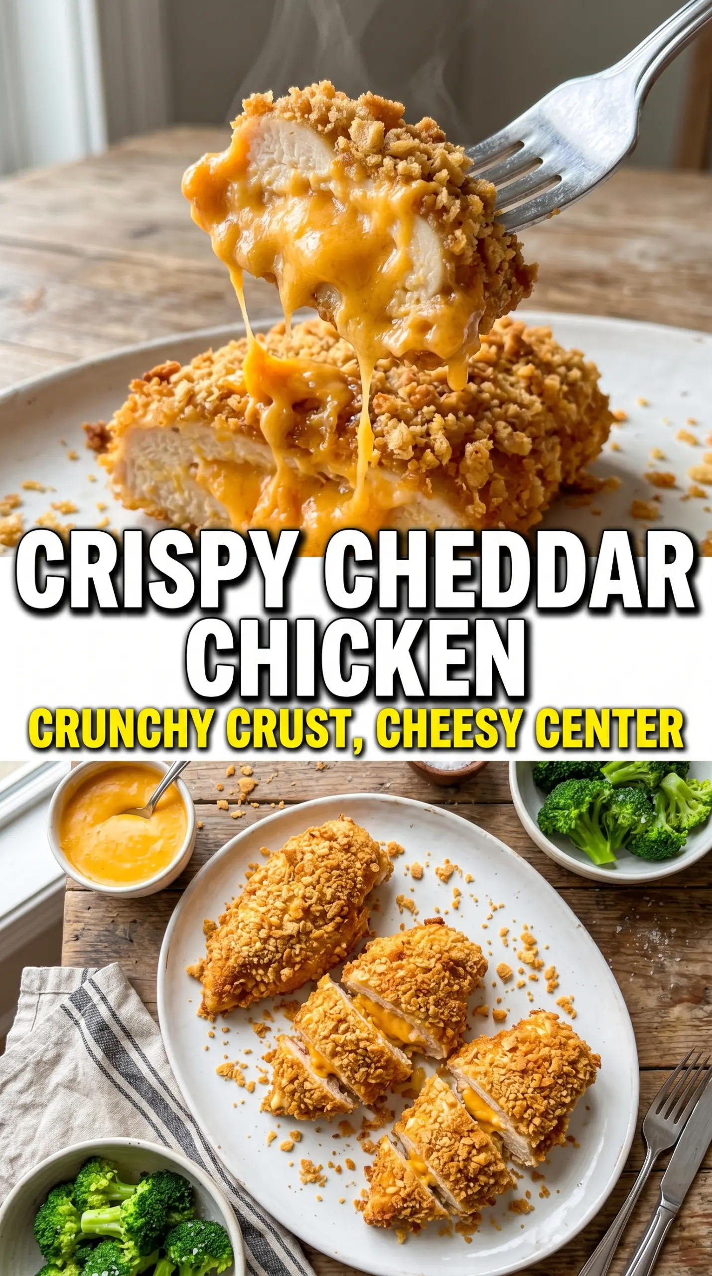 Crispy Cheddar Chicken, cheesy crusted, baked chicken