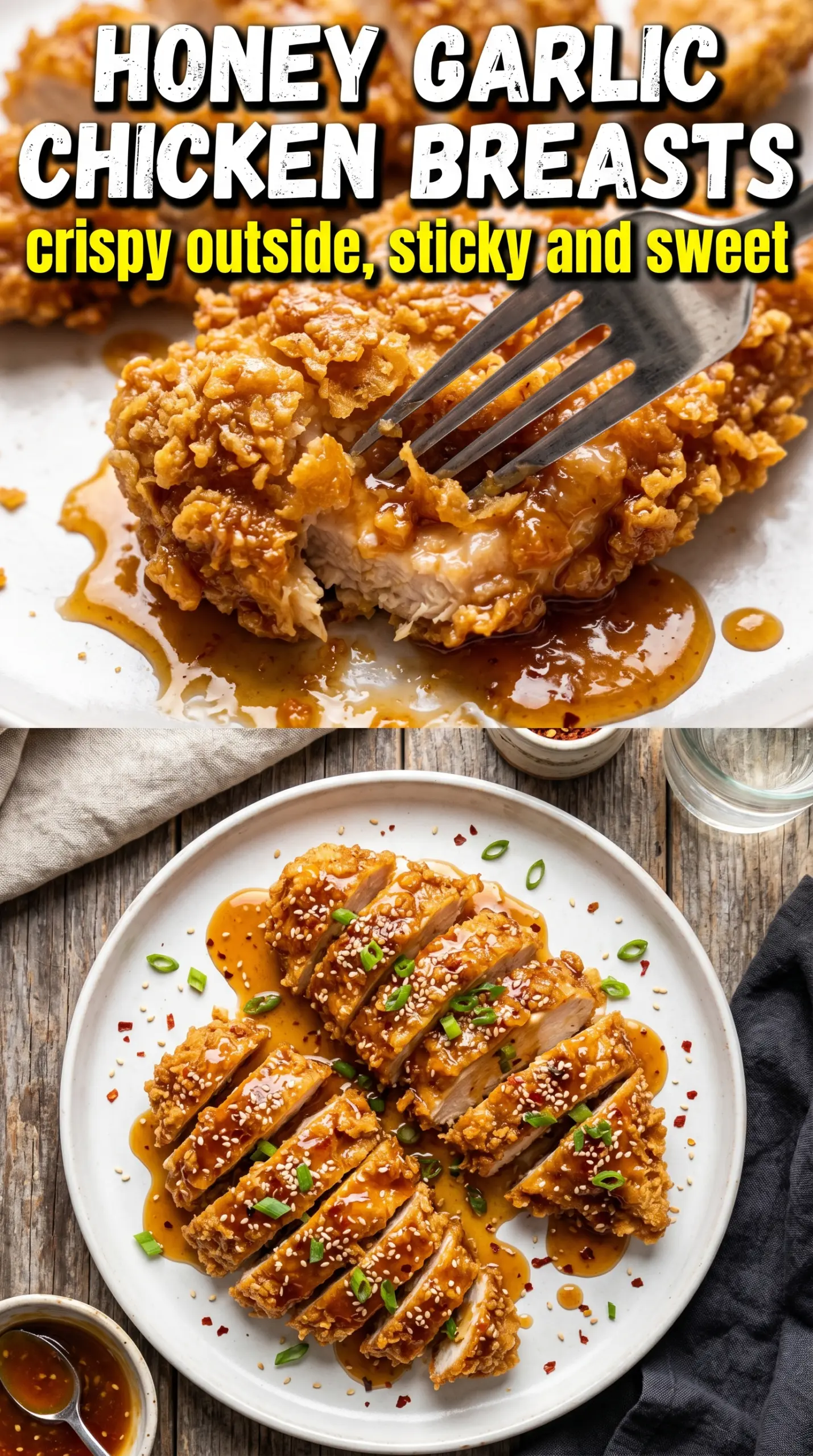 Double Crunch Honey Garlic Chicken Breasts crispy sticky