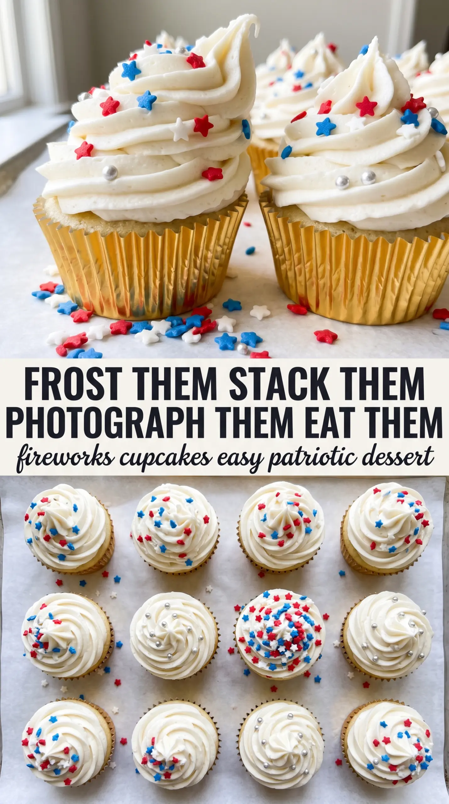 Fireworks Cupcakes patriotic vanilla buttercream