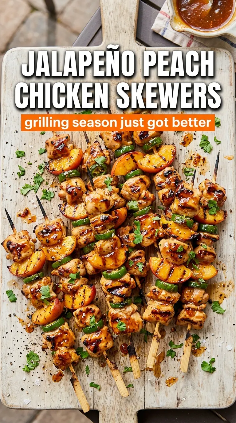 Jalapeño Peach Chicken Skewers sweet heat grilled
