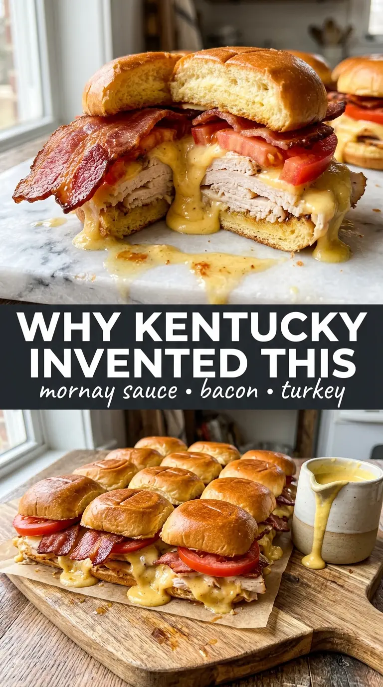 Kentucky Hot Brown Sliders golden bubbly bacon