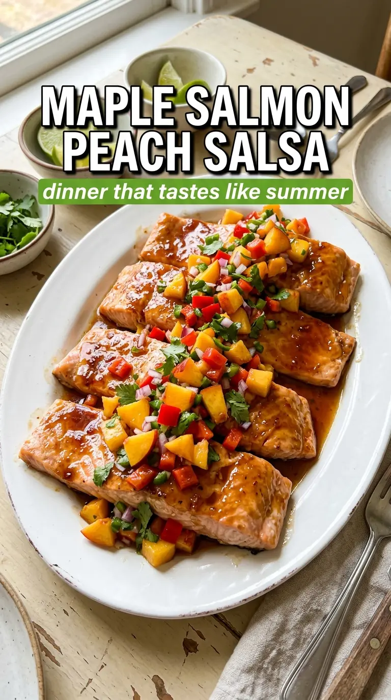 Maple Salmon with Peach Salsa bright caramelized fresh