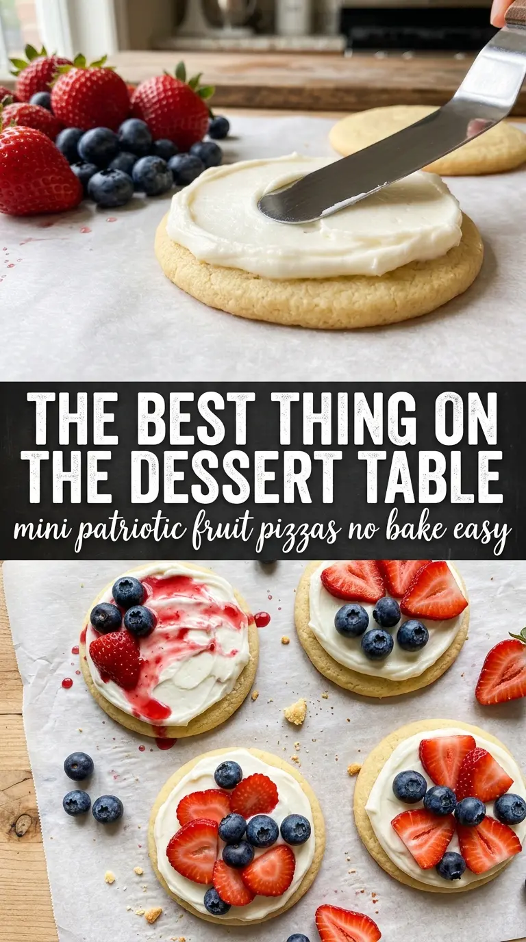 Mini Patriotic Fruit Pizzas colorful creamy berry dessert