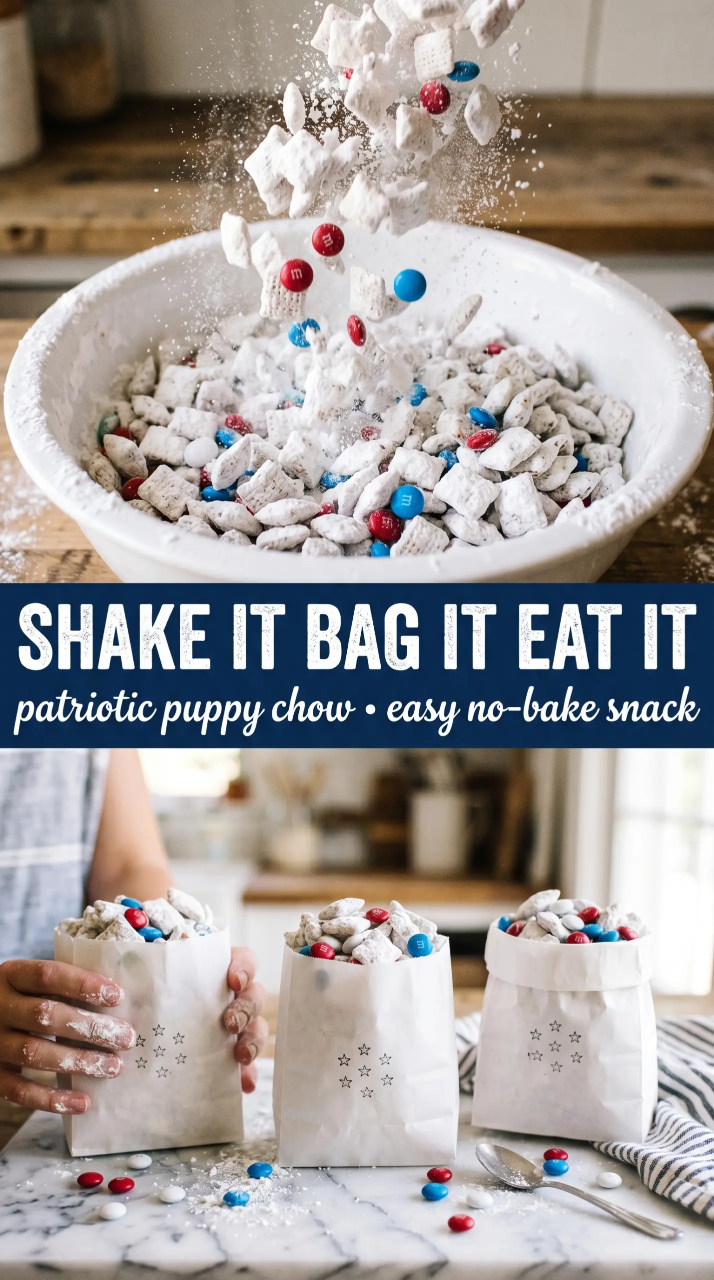 Patriotic Puppy Chow red white blue