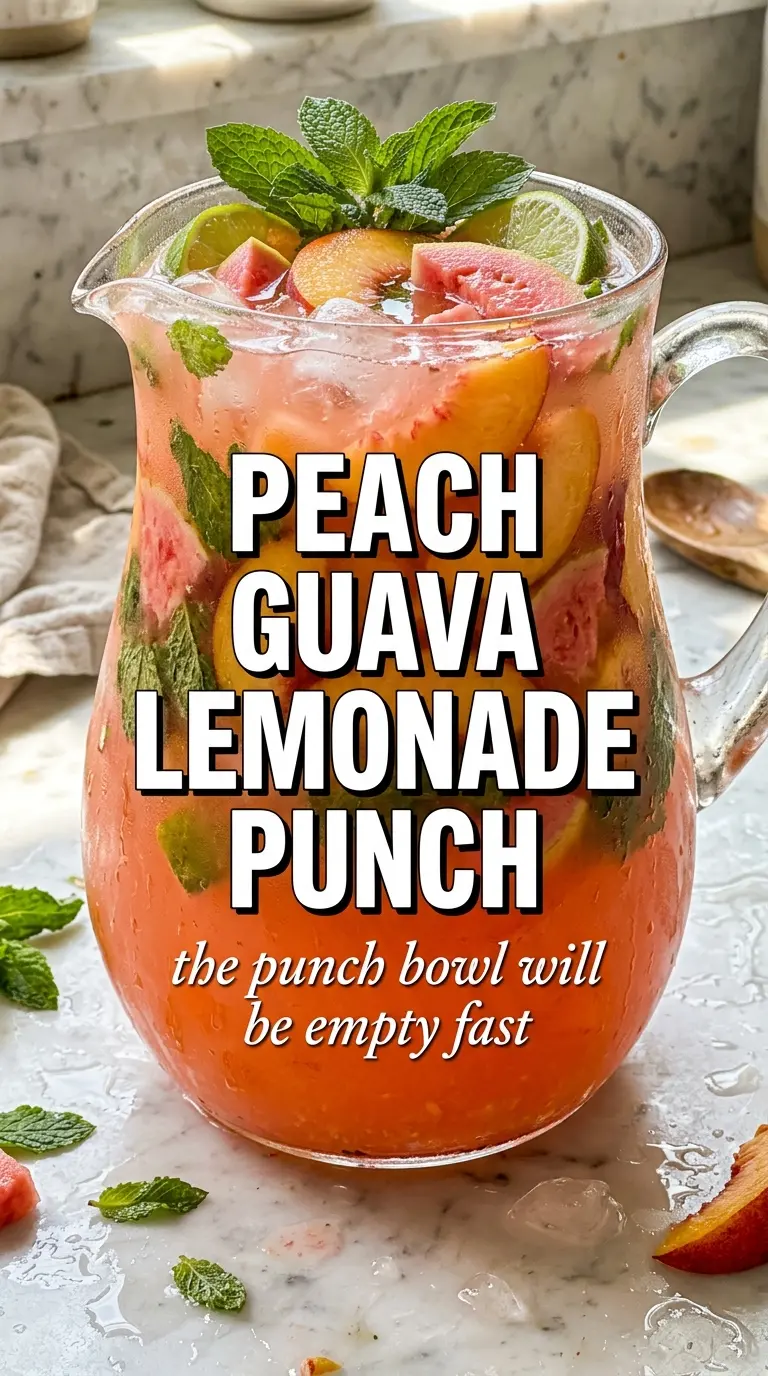Peach & Guava Lemonade Punch tropical bubbly vibrant