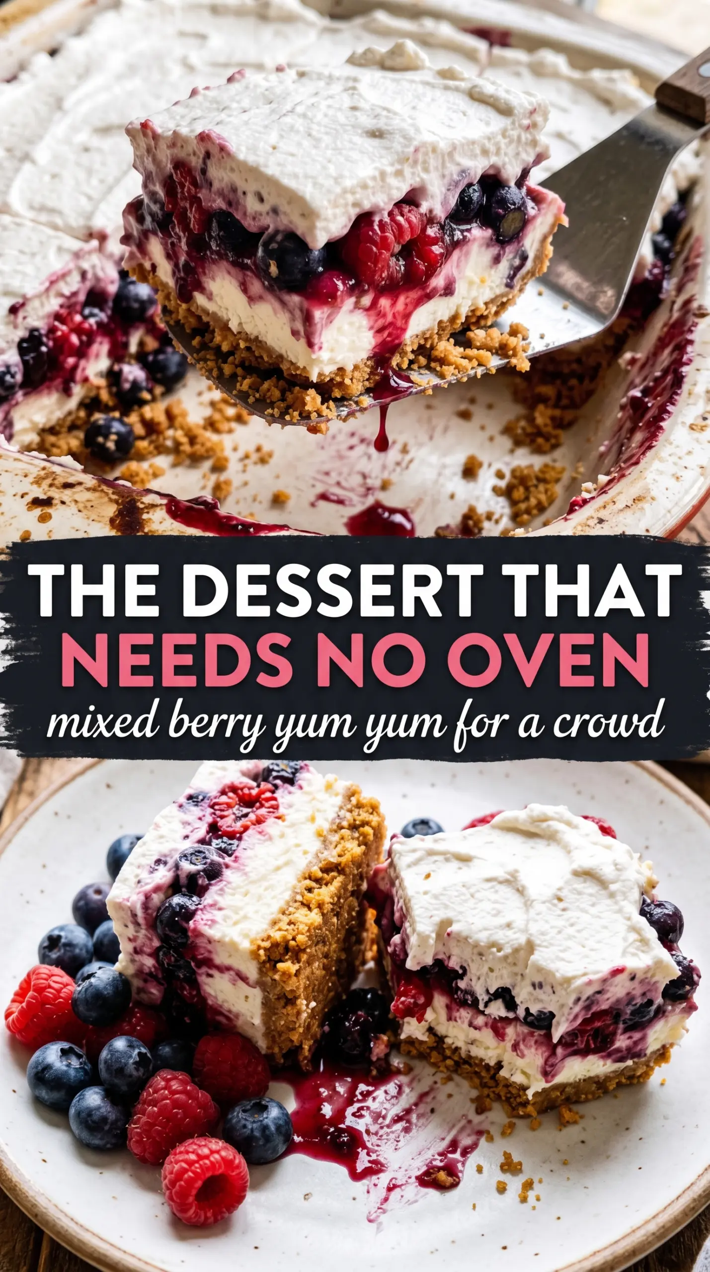 Red, White and Blue Mixed Berry Yum Yum layered berry dessert