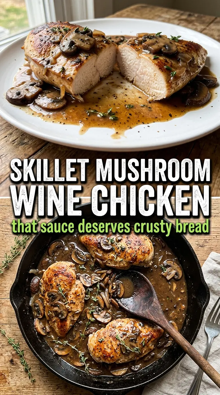 Skillet Chicken and Mushroom Wine Sauce golden seared savory