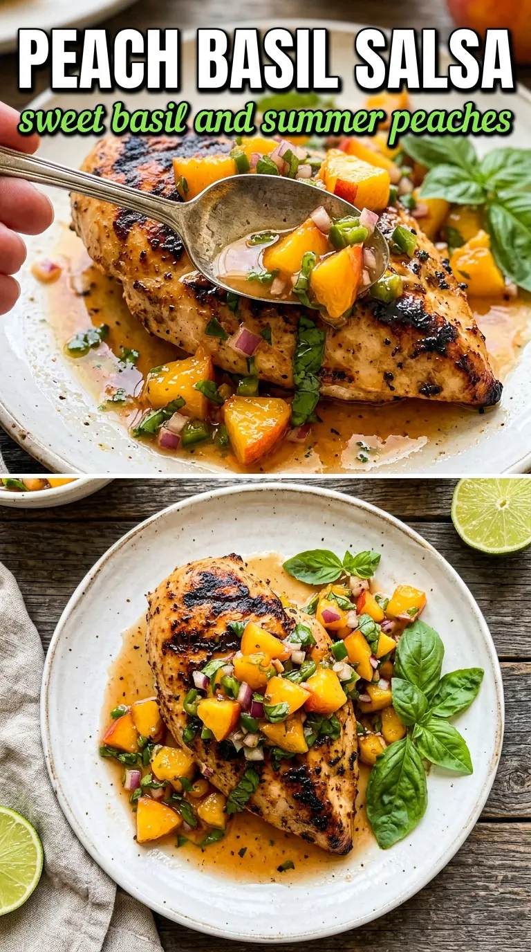 Peach Basil Salsa fresh chunky sweet-herbal