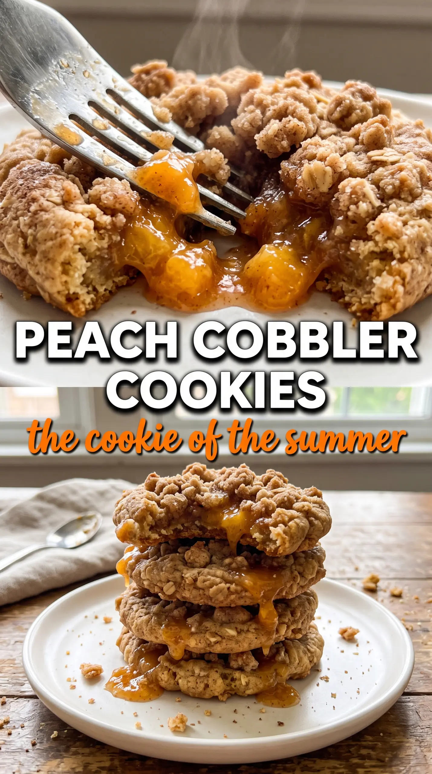 Peach cobbler cookies jammy cinnamon-sugar