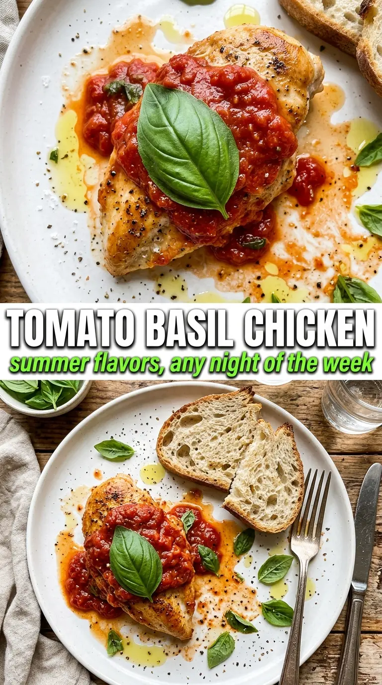 Tomato Basil Chicken Breasts juicy skillet dinner