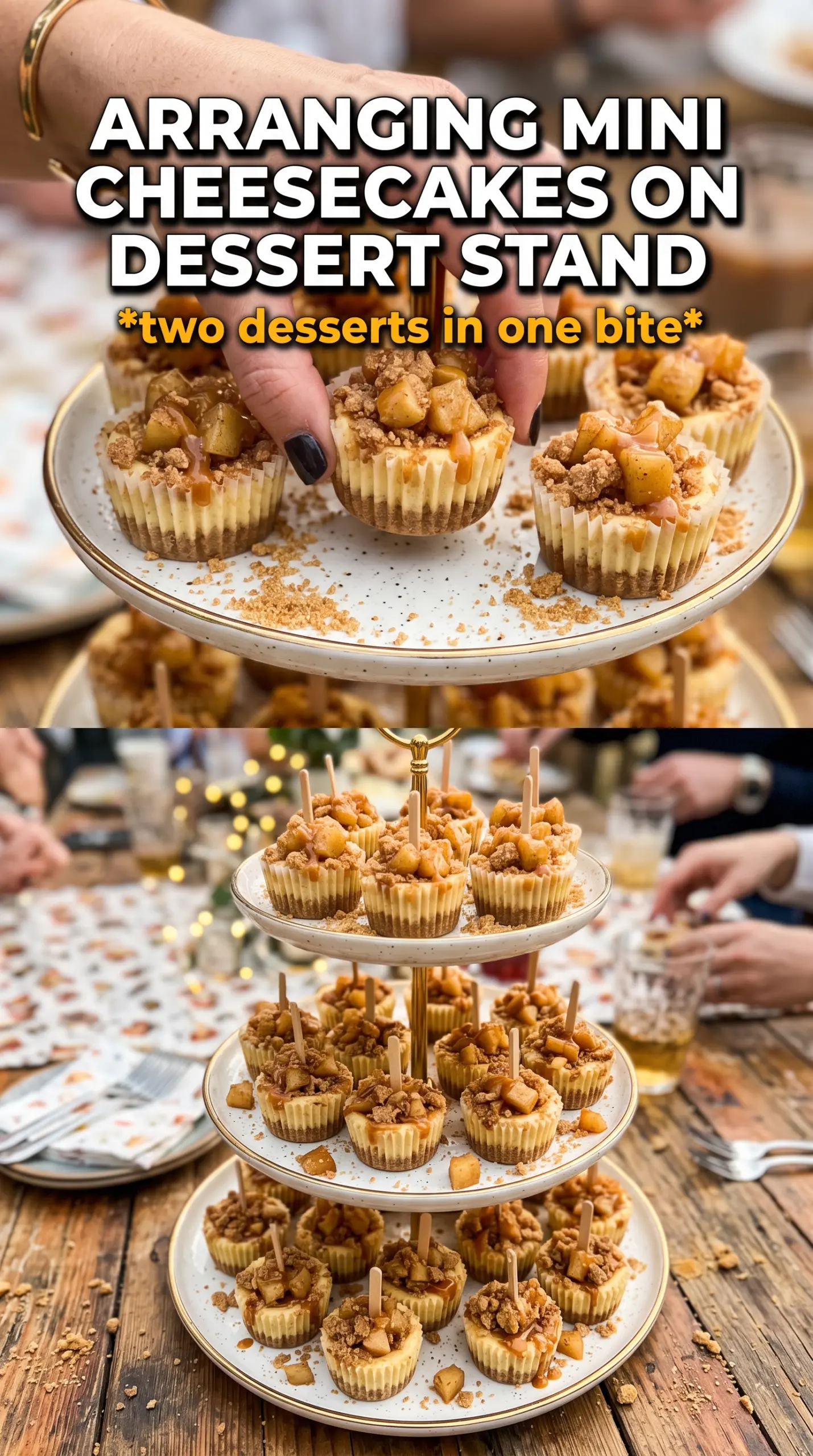 Apple Crisp Mini Cheesecakes creamy cinnamon apple oat crumble