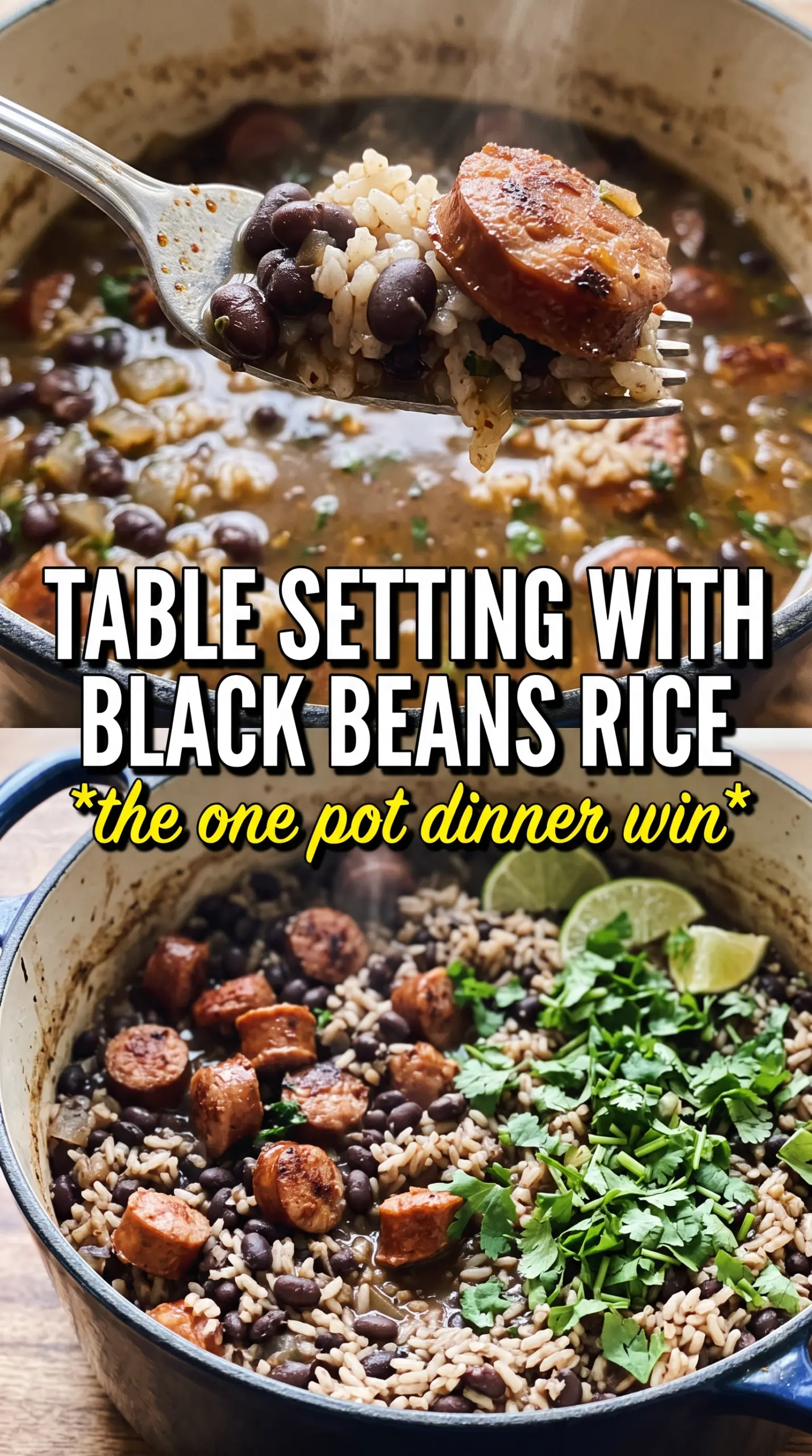 Black Beans and Rice with Sausage smoky rice one-pot