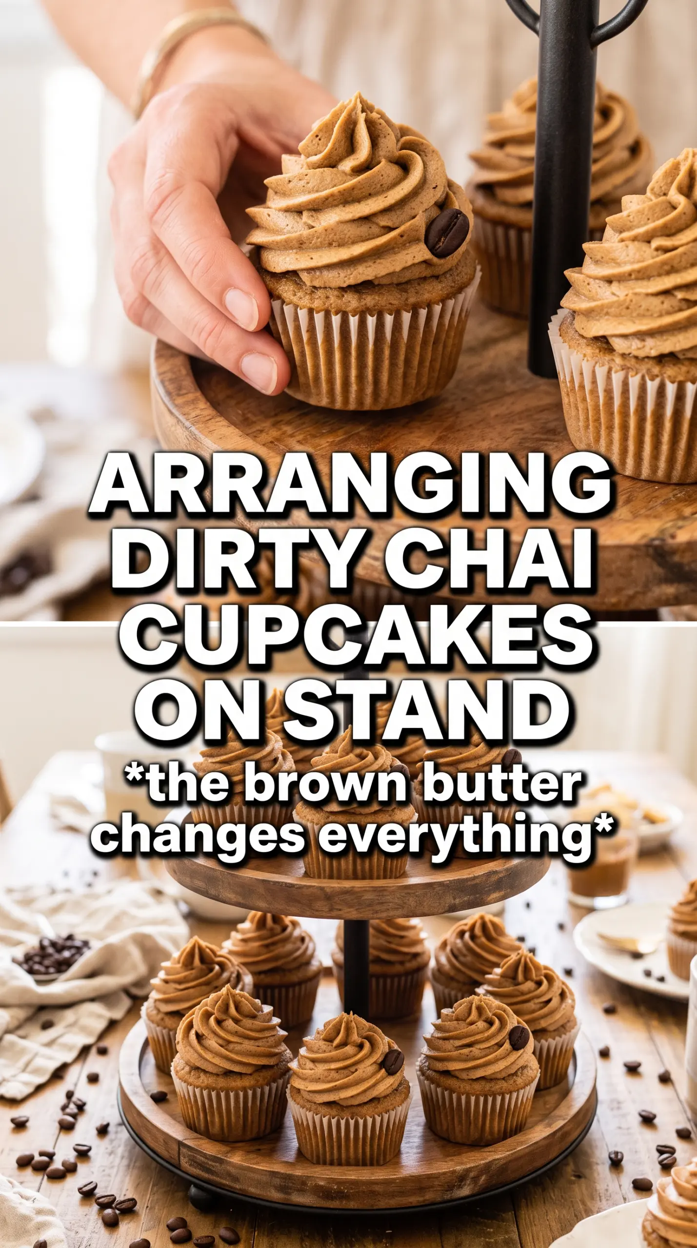 Brown Butter Dirty Chai Cupcakes with brown butter frosting, espresso spice