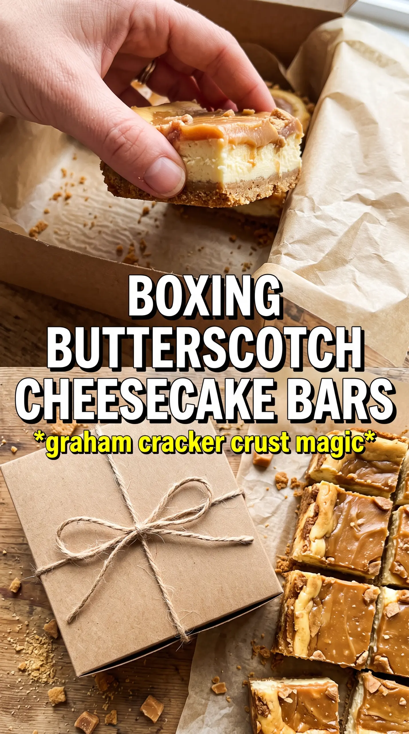 Butterscotch Graham Cracker Cheesecake Bars creamy caramel