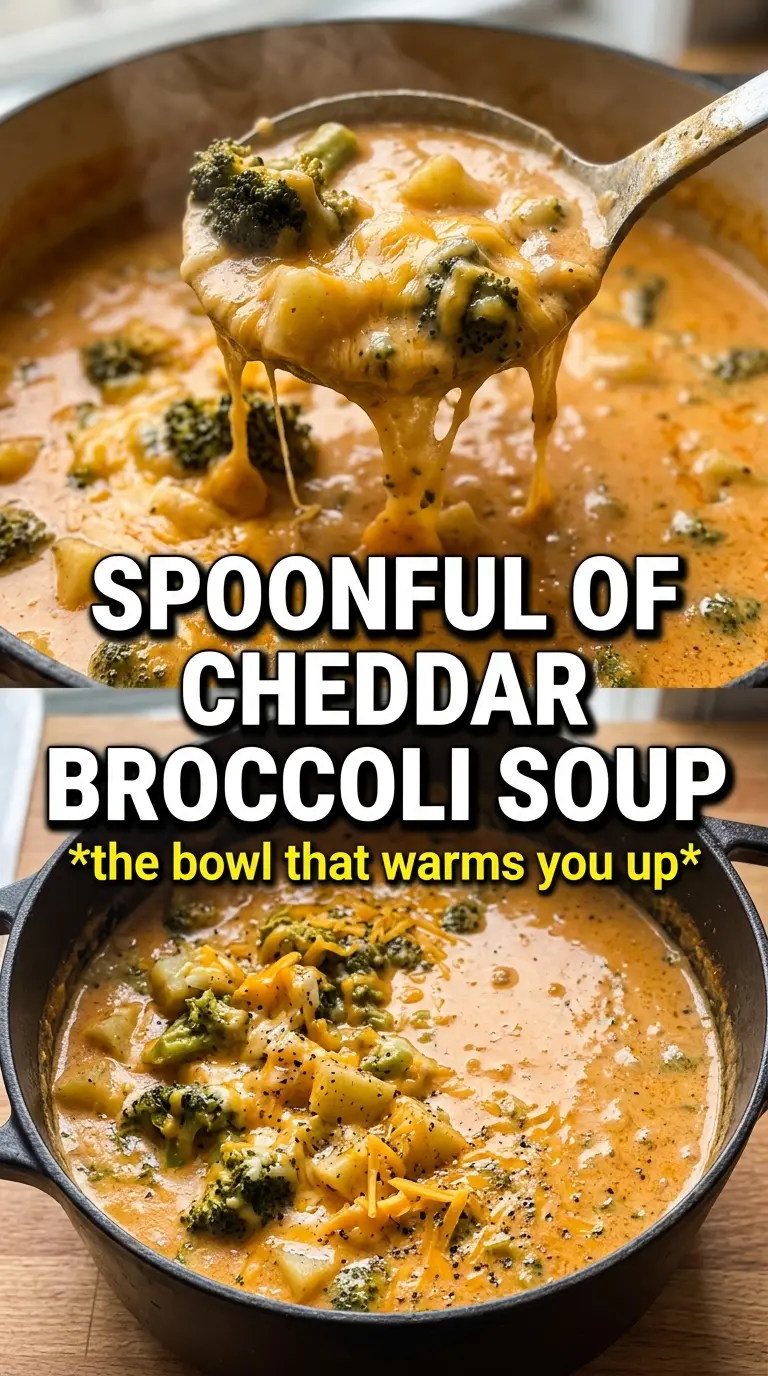 Cheddar Broccoli Potato Soup creamy cheesy hearty