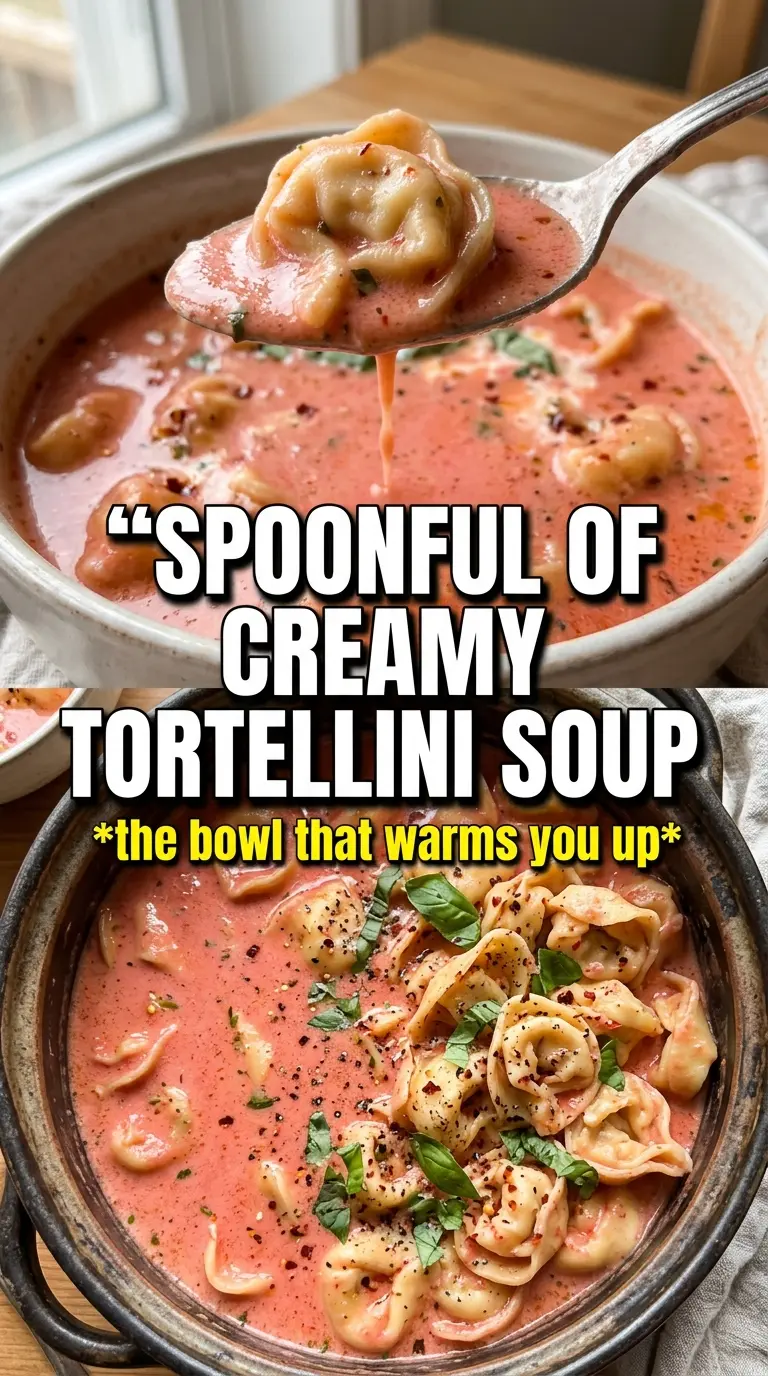 Creamy Tortellini Soup cheesy spinach broth