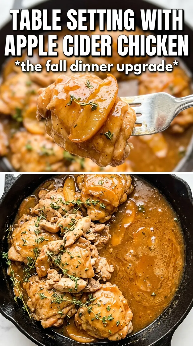 French Apple Cider Chicken, golden braised, creamy