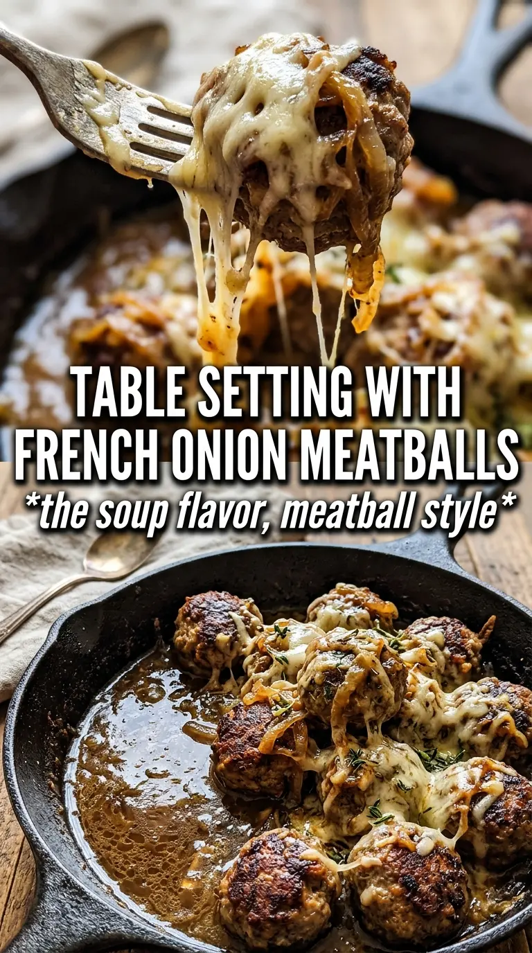 French Onion Meatballs caramelized onions cheese