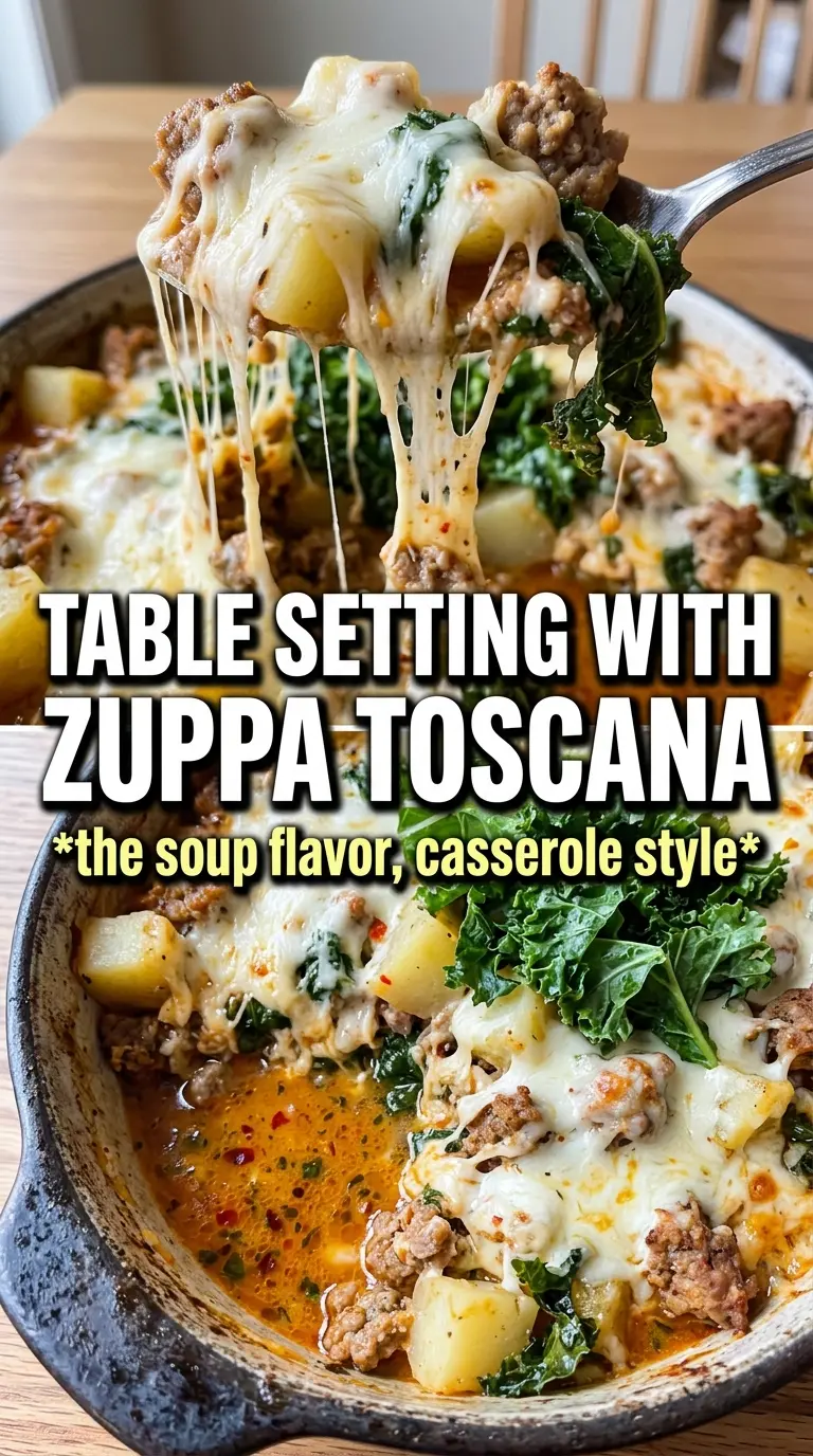 Italian Zuppa Toscana Casserole creamy potatoes sausage kale