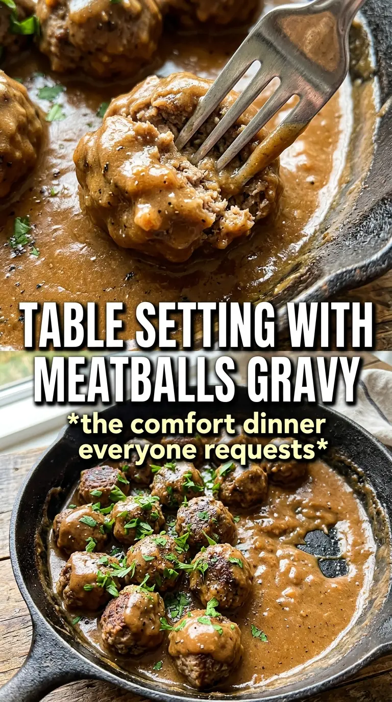 Meatballs and gravy rich savory tender
