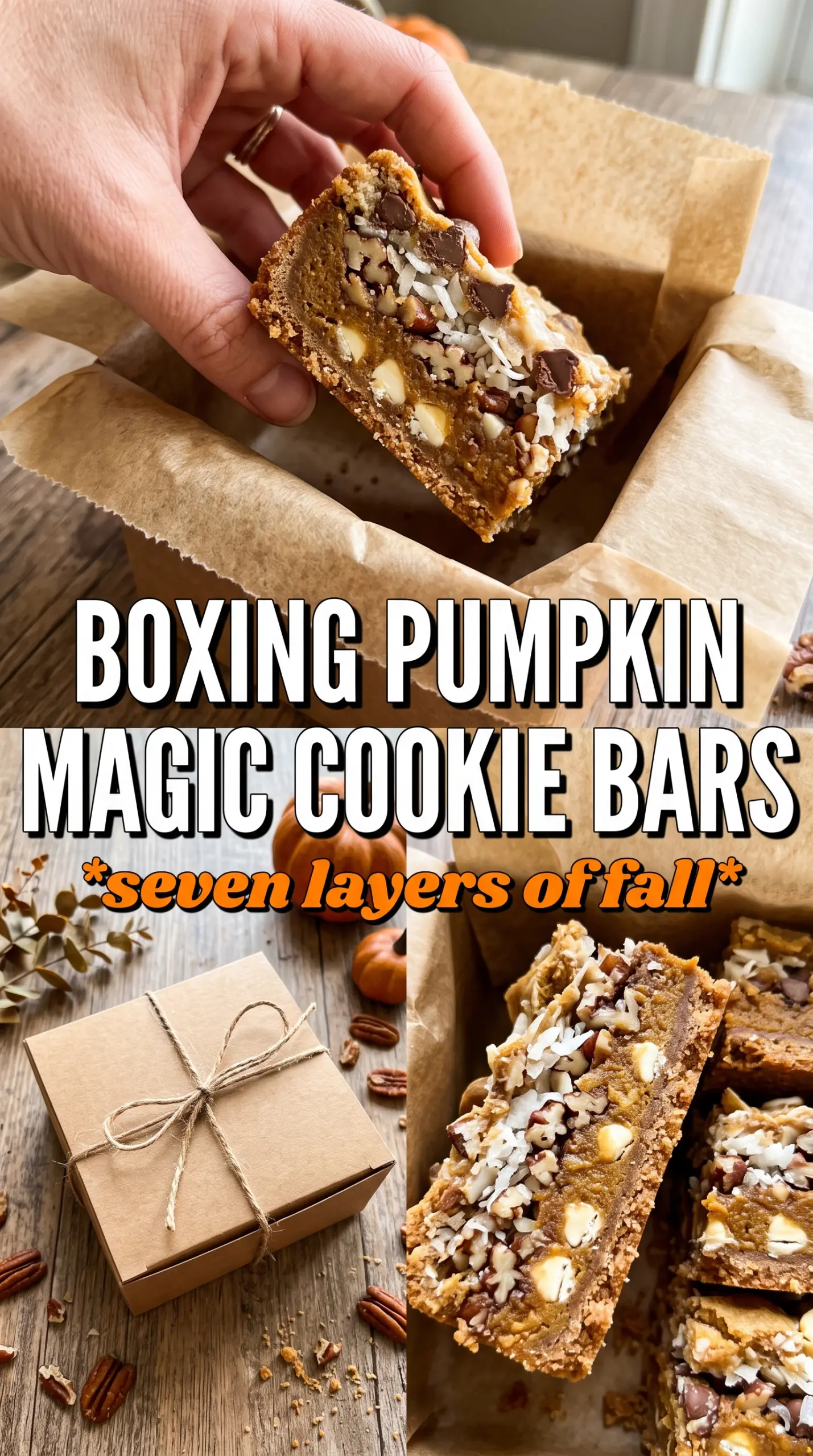 Pumpkin Spice Magic Cookie Bars gooey layered bars