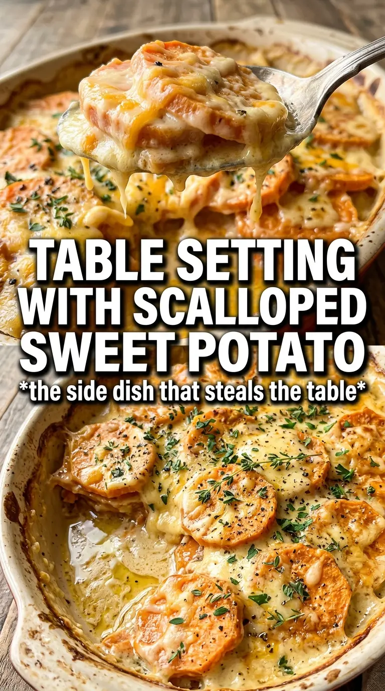 Scalloped Sweet Potatoes golden cheesy layers caramelized