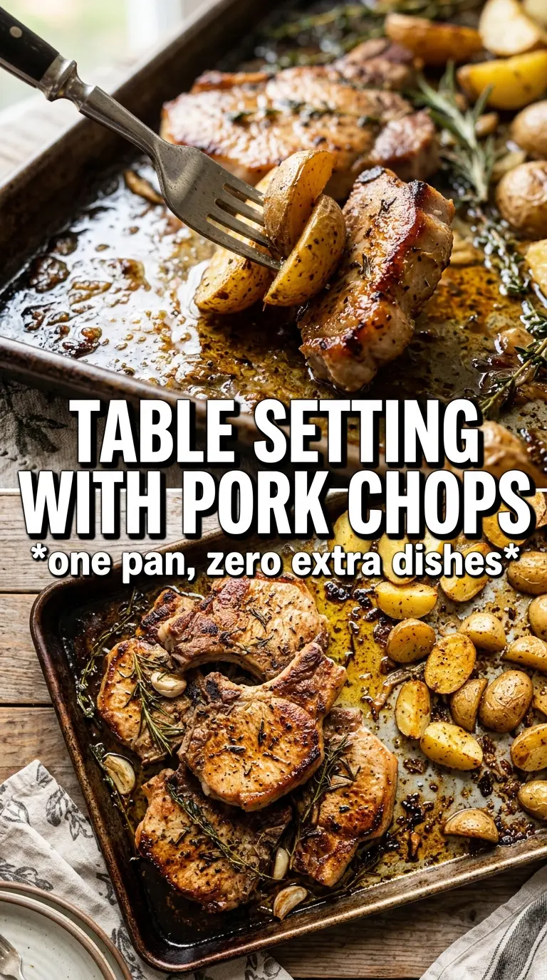 Sheet Pan Pork Chops and Potatoes golden garlic-herb