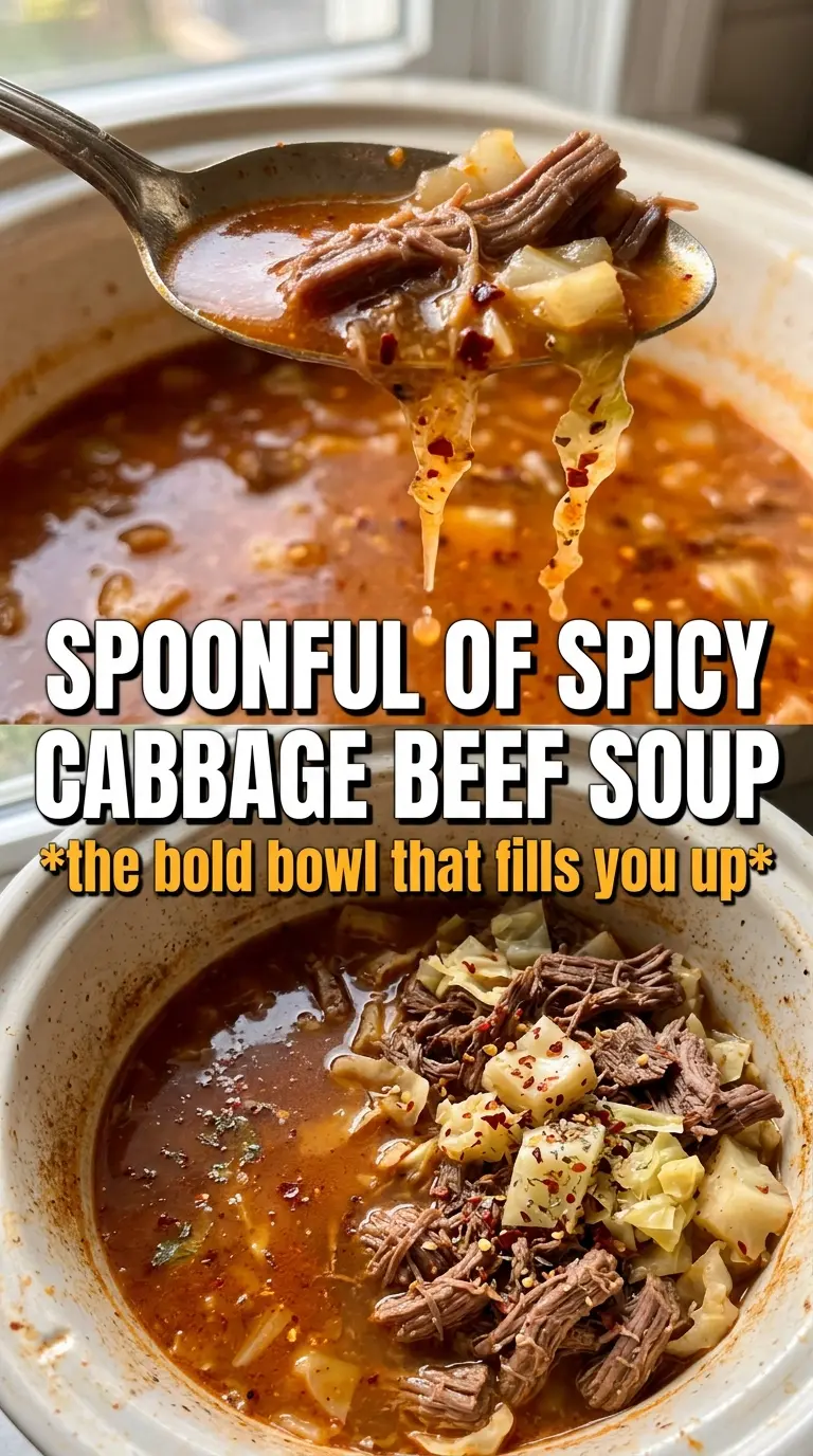Slow Cooker Spicy Cabbage Beef Soup hearty smoky