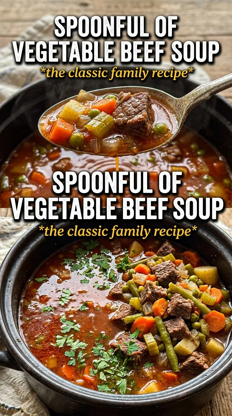 Vegetable beef soup hearty savory tender