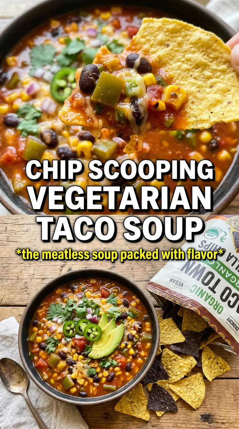 Vegetarian Taco Soup colorful, hearty, Tex-Mex