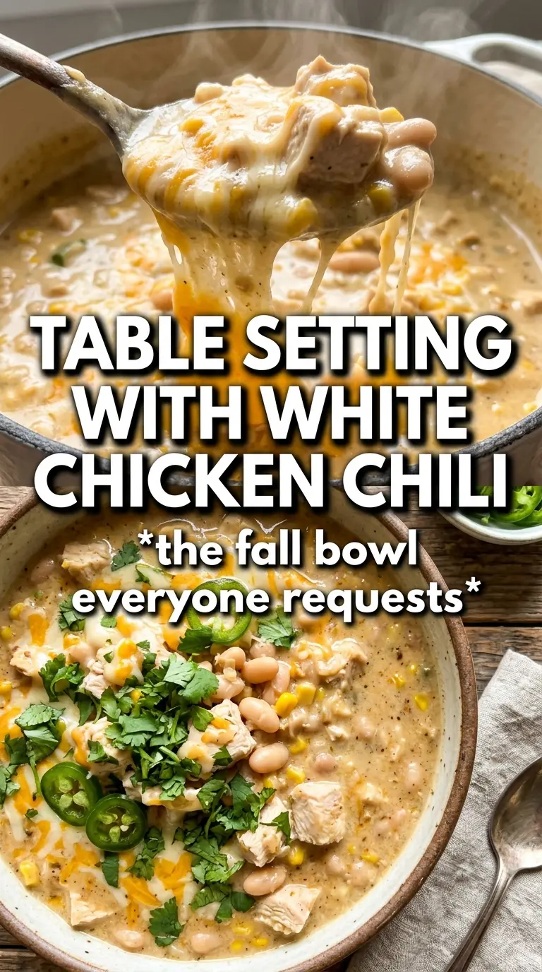 White Chicken Chili creamy, hearty, topped