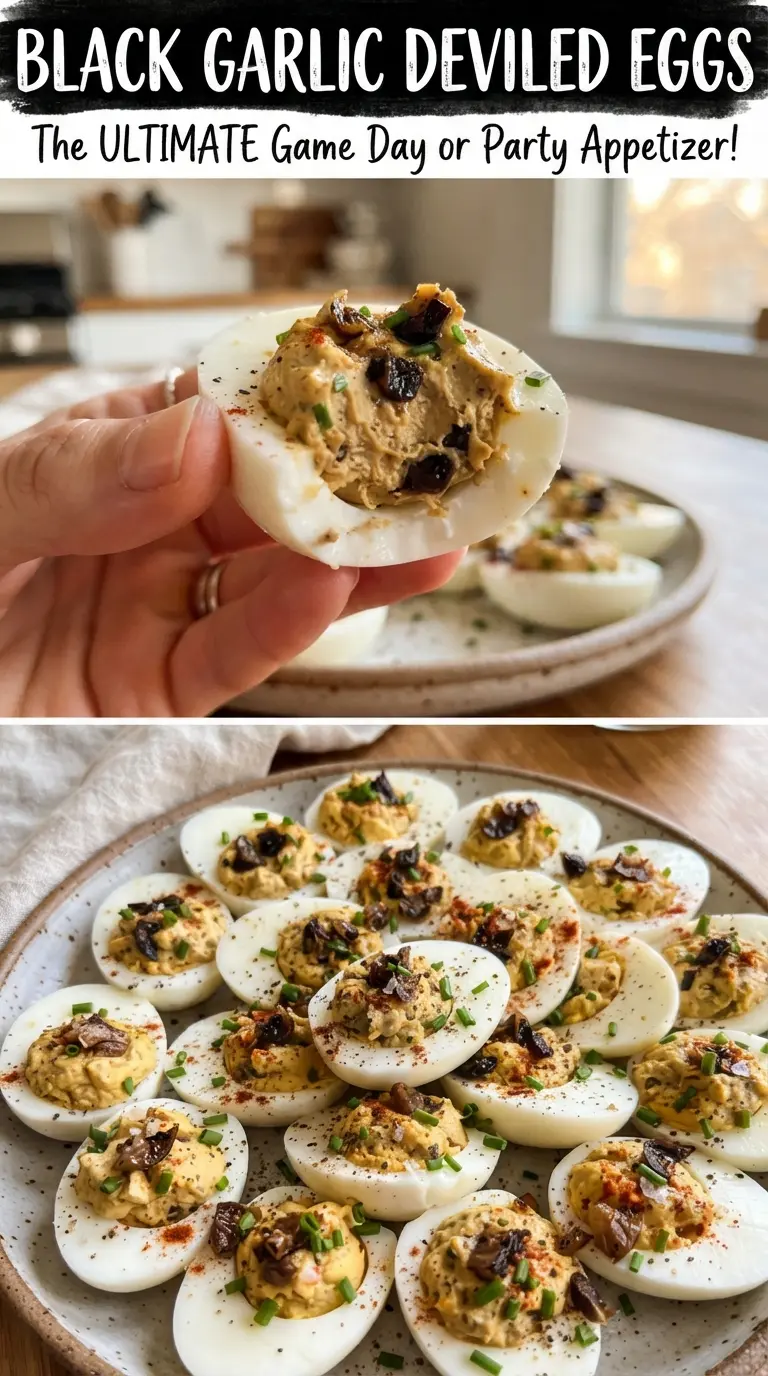 Black Garlic Deviled Eggs creamy savory elegant