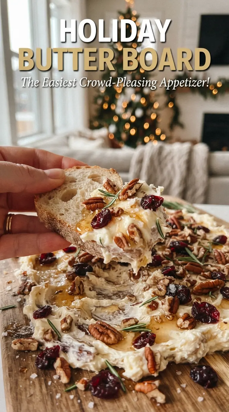 Holiday Butter Board with cranberries, pistachios, and orange zest