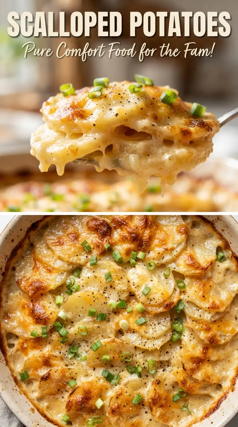 Scalloped potatoes creamy layered golden-baked